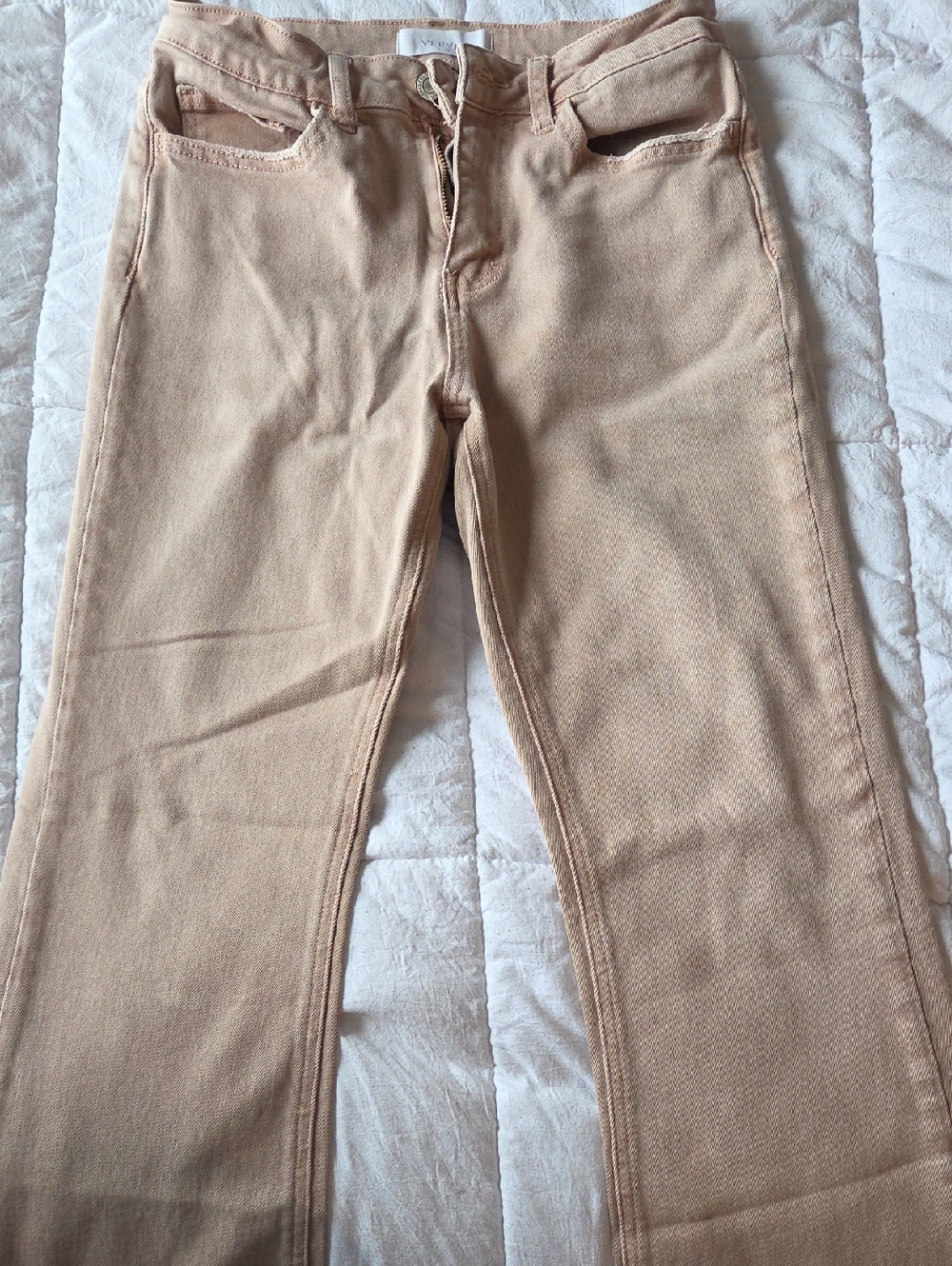 Women's Beige High-Rise Jeans